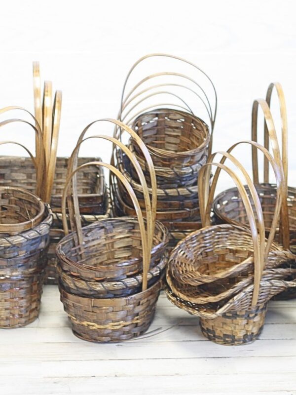 36 Piece Rattan Utility Basket Assortment 5-10" Round, Princess, Oval, Rectangle