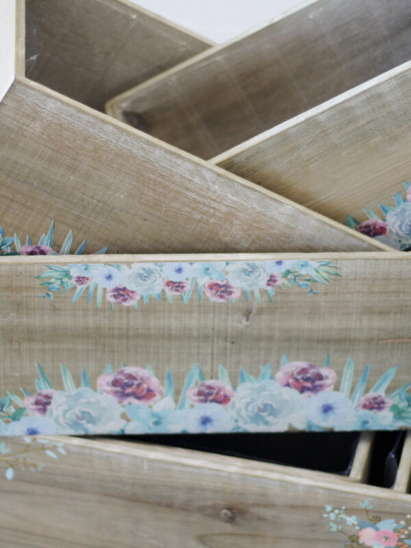 12 Pc Wooden Floral Boxes