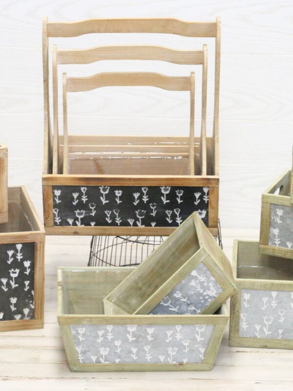 13 Piece Etched Wooden Containers