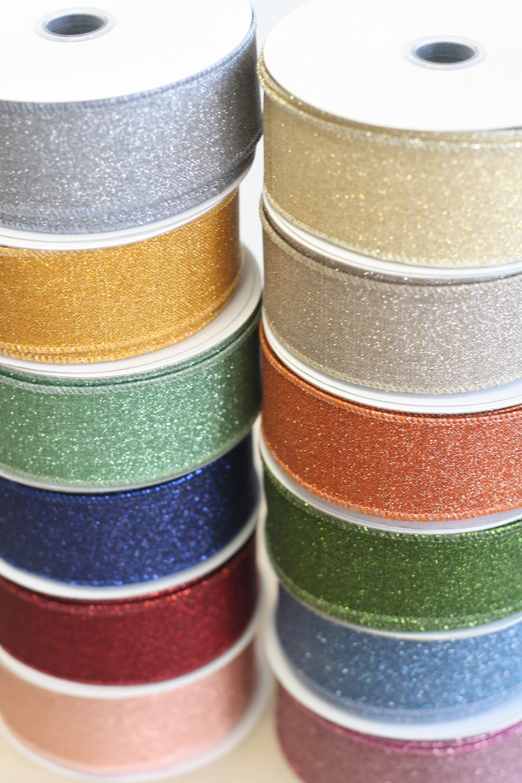 12 Rolls Fine Glitter Ribbon - Image 2
