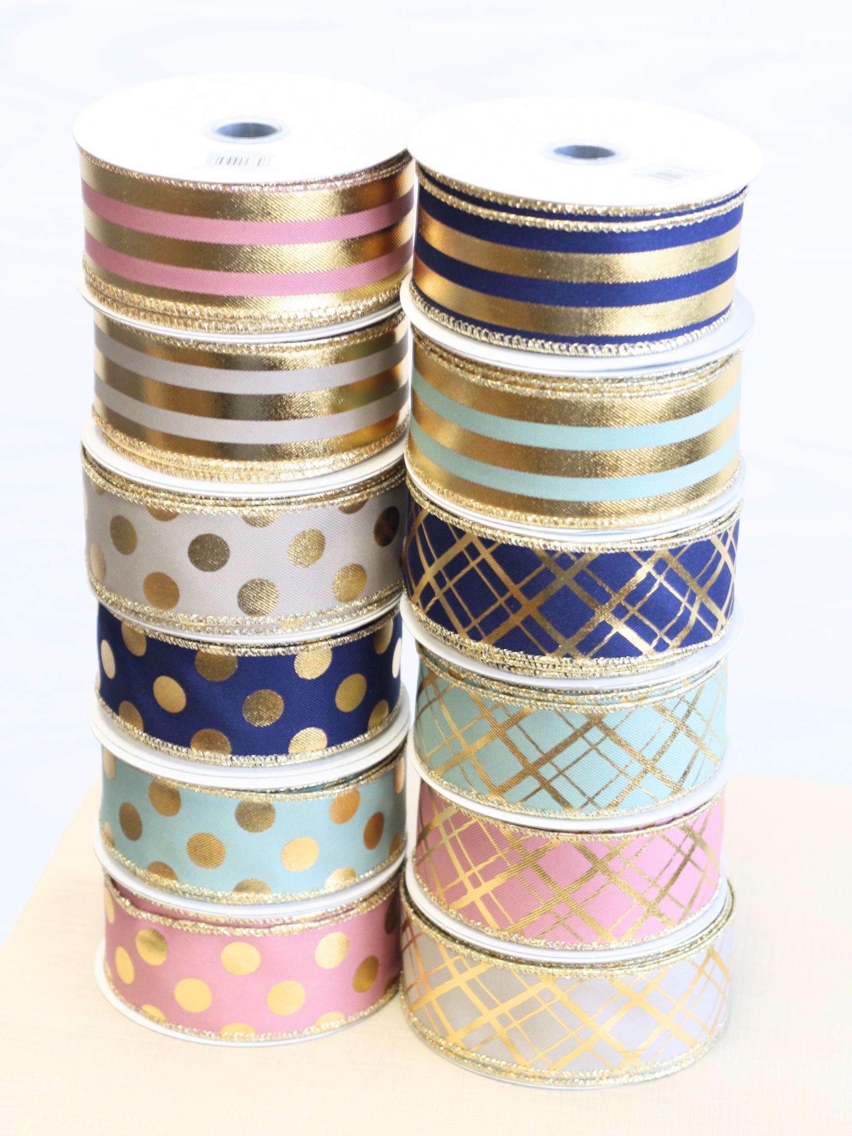 12 Rolls Designer Metallic Ribbon