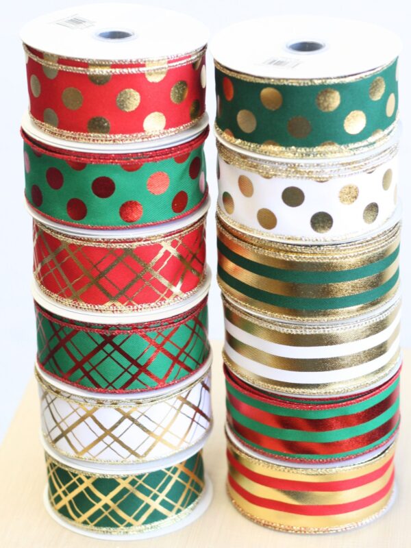12 Rolls # 9 Metallic Christmas Ribbon