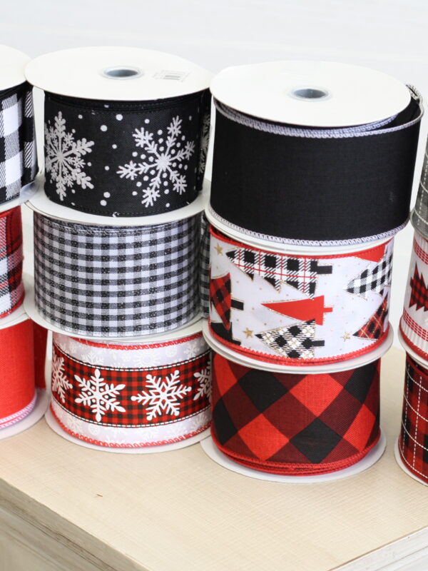 12 Rolls # 40 Buffalo Check Christmas Ribbon