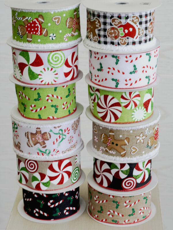 12 Rolls # 40 Peppermint Christmas Ribbon