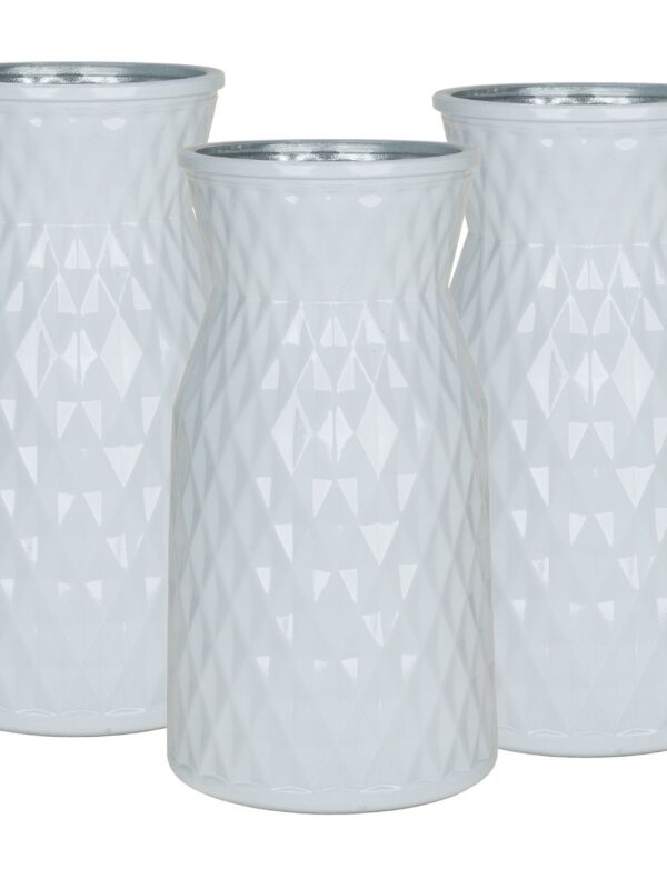 6 Piece Round White Glass Vase