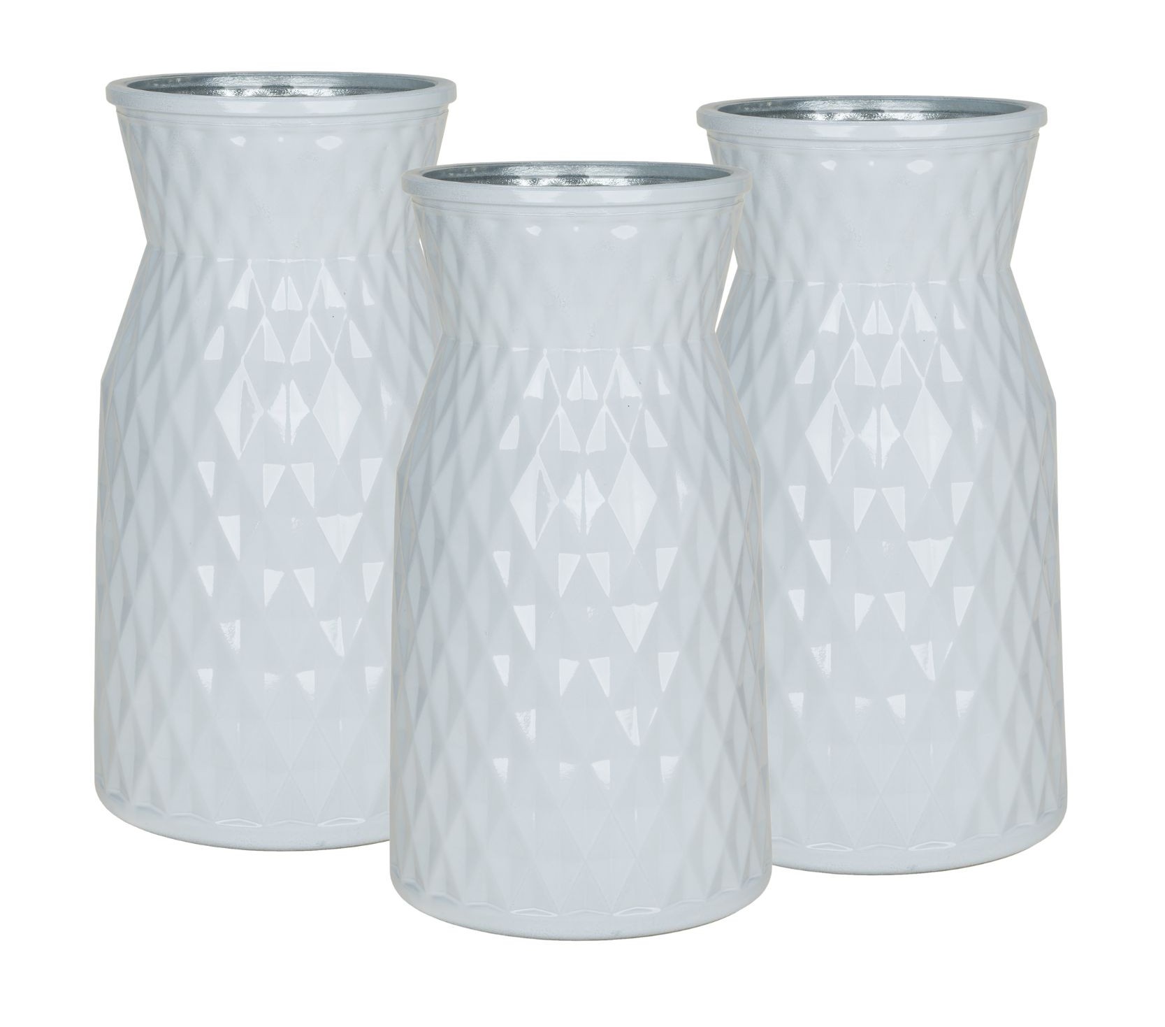 6 Piece Round White Glass Vase
