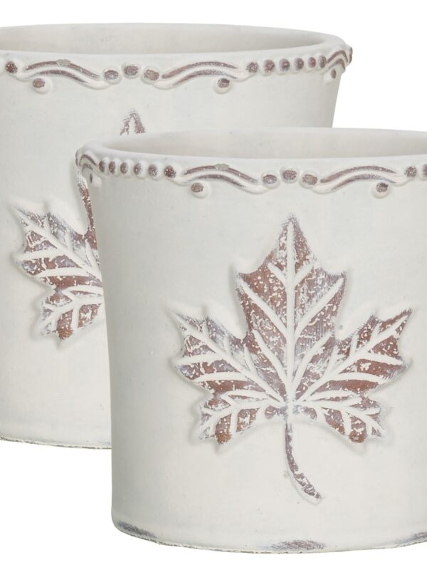 12 Piece Maple Leaf Cement Pottery W/Drain Hole
