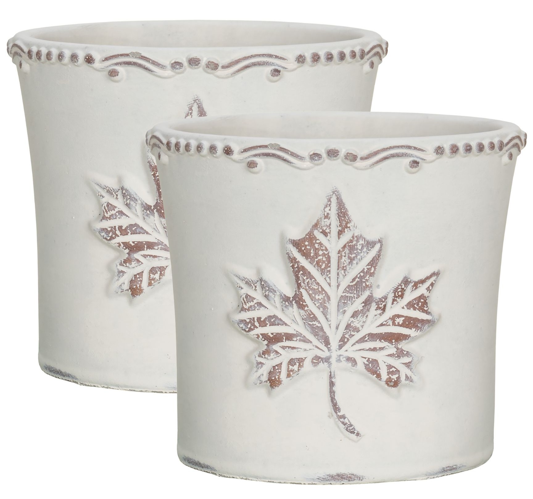 12 Piece Maple Leaf Cement Pottery W/Drain Hole