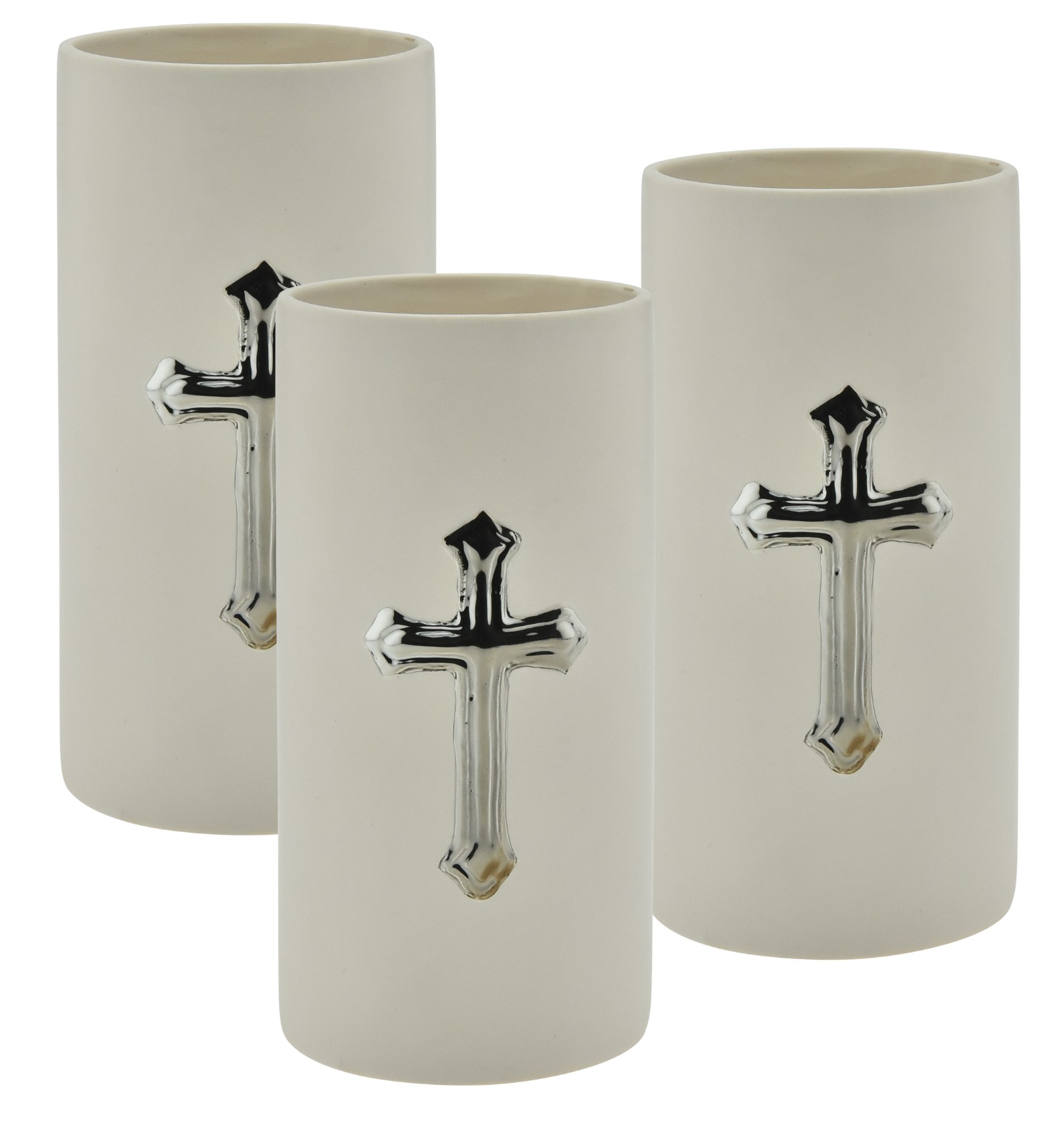 6 Piece White Cross Ceramic