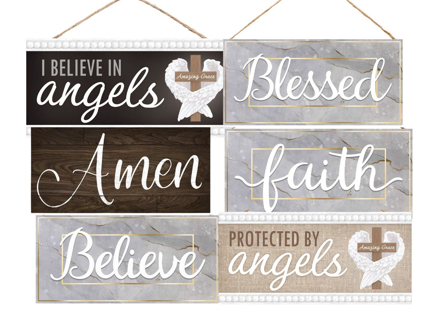 12 Piece Inspirational Hanging Signs