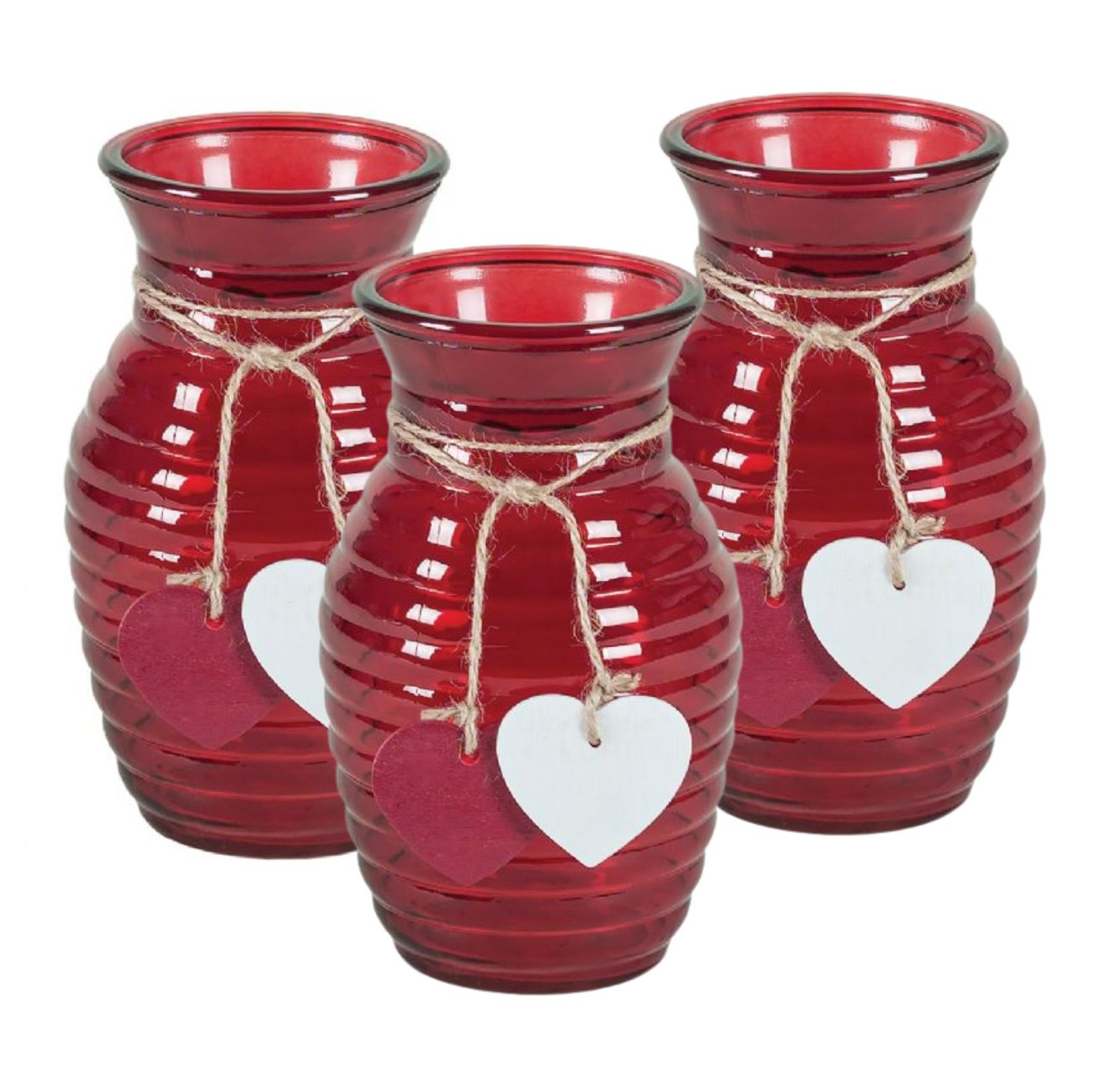 12 Piece Red Glass With Hanging Heart