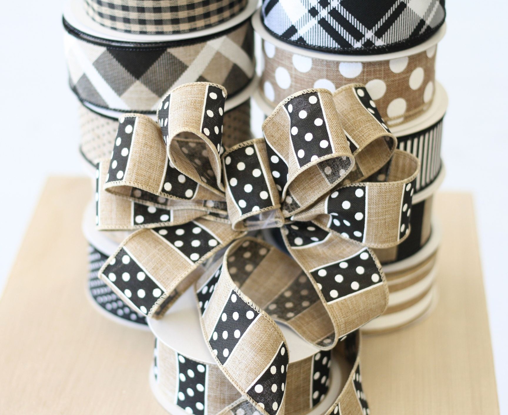 12 Rolls # 9 Neutral/Natural Ribbon - Image 2