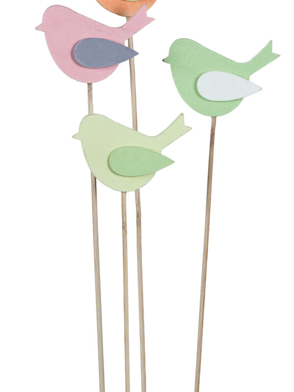 12 Assorted Wooden Bird Picks