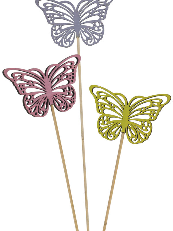 12 Piece Pastel Wooden Butterfly Picks