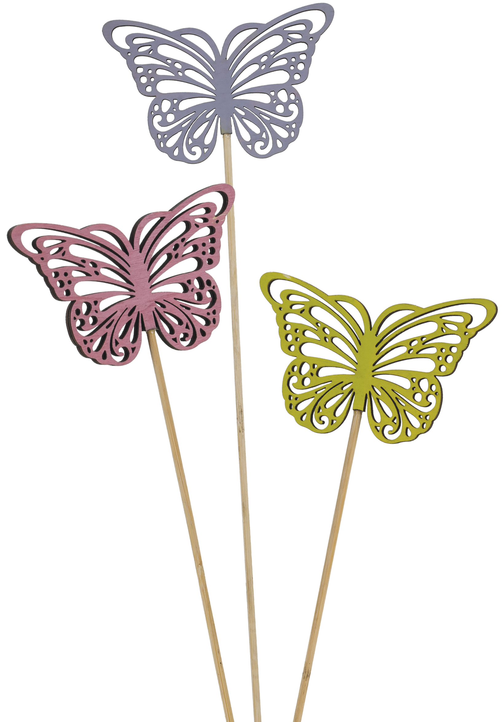 12 Piece Pastel Wooden Butterfly Picks