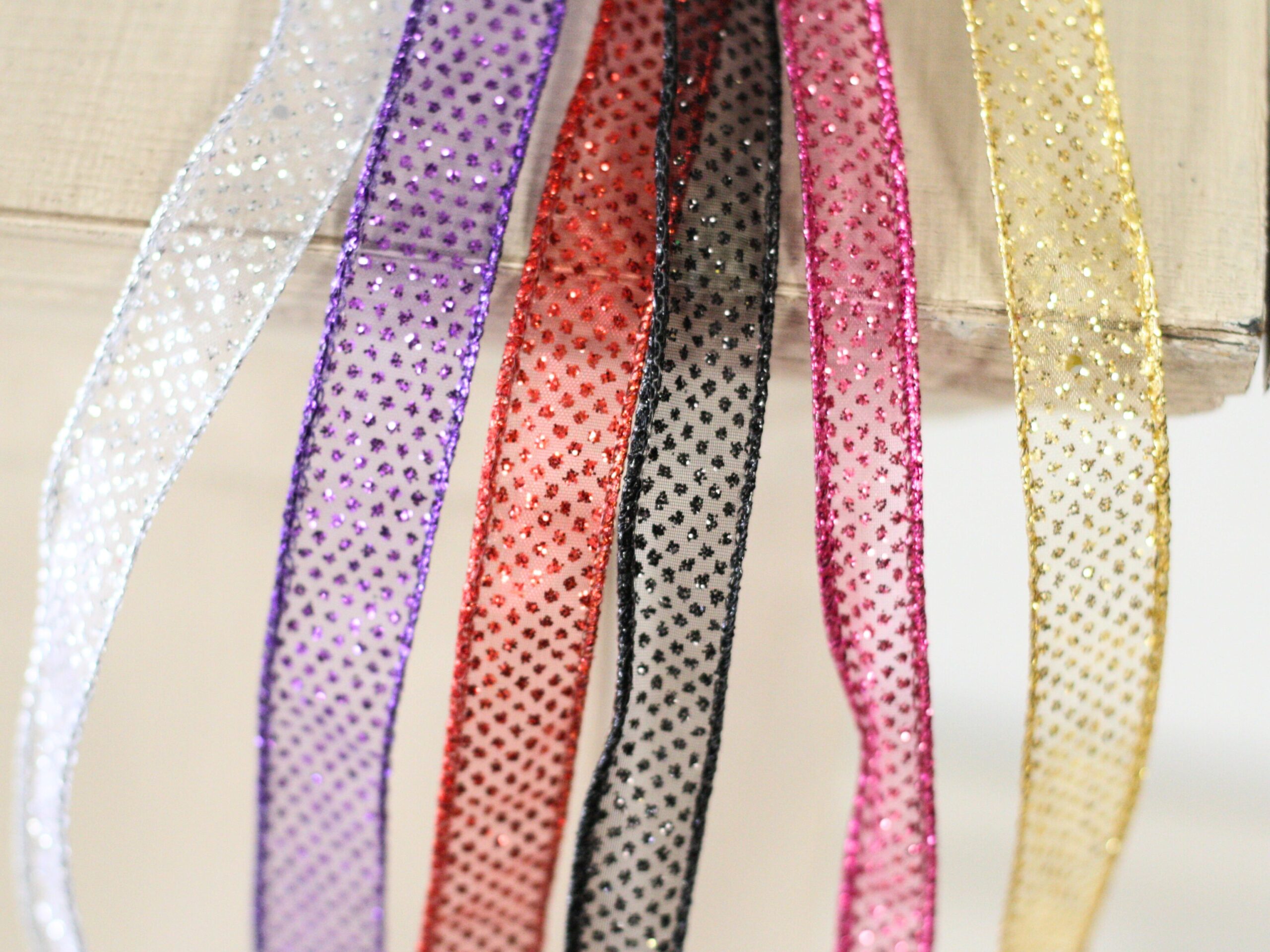 12 Rolls # 3 Glitter Dot Corsage Ribbon - Image 2
