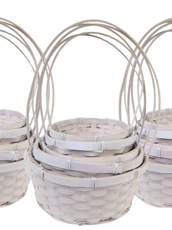15 Piece Round White Basket Assortment