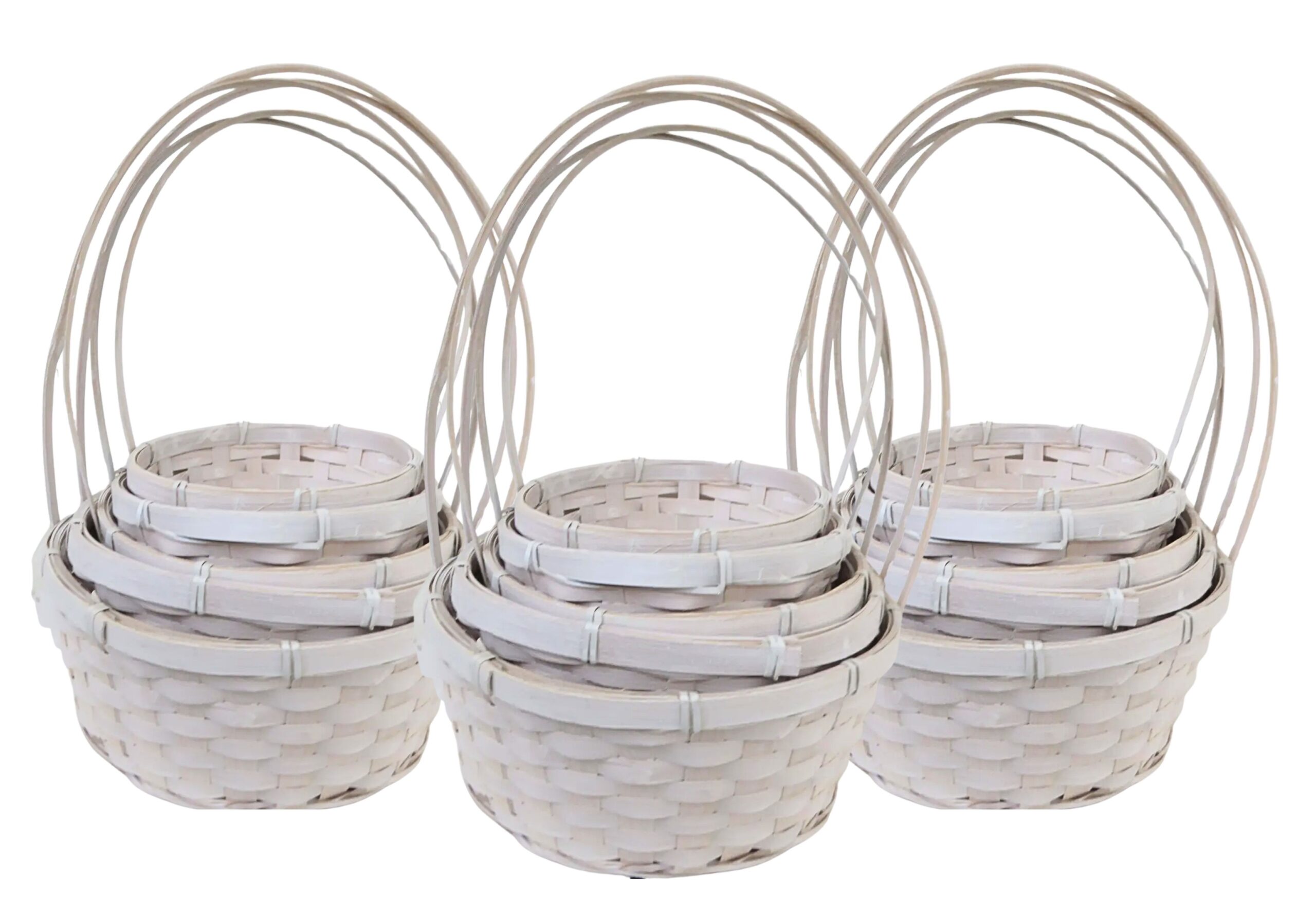 15 Piece Round White Basket Assortment