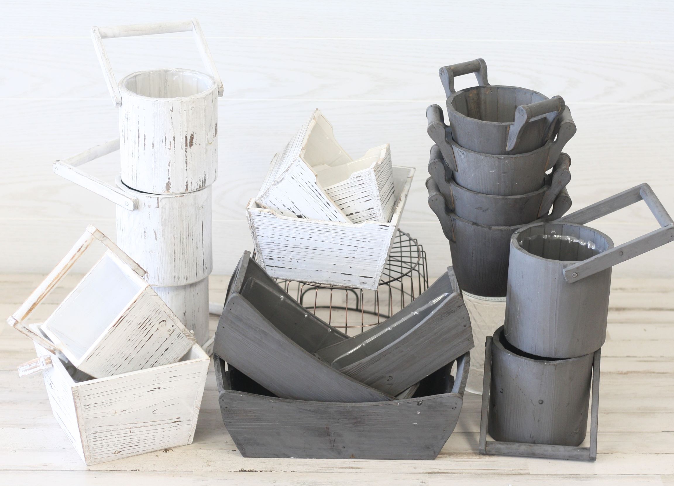 40 Piece WW/Gray Wood Basket Assortment
