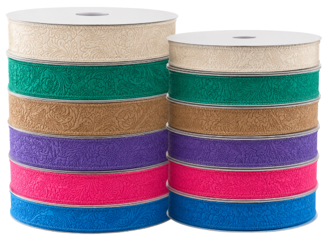 12 Rolls Embossed 50 Yard Ribbon (#9, #5) - Image 2