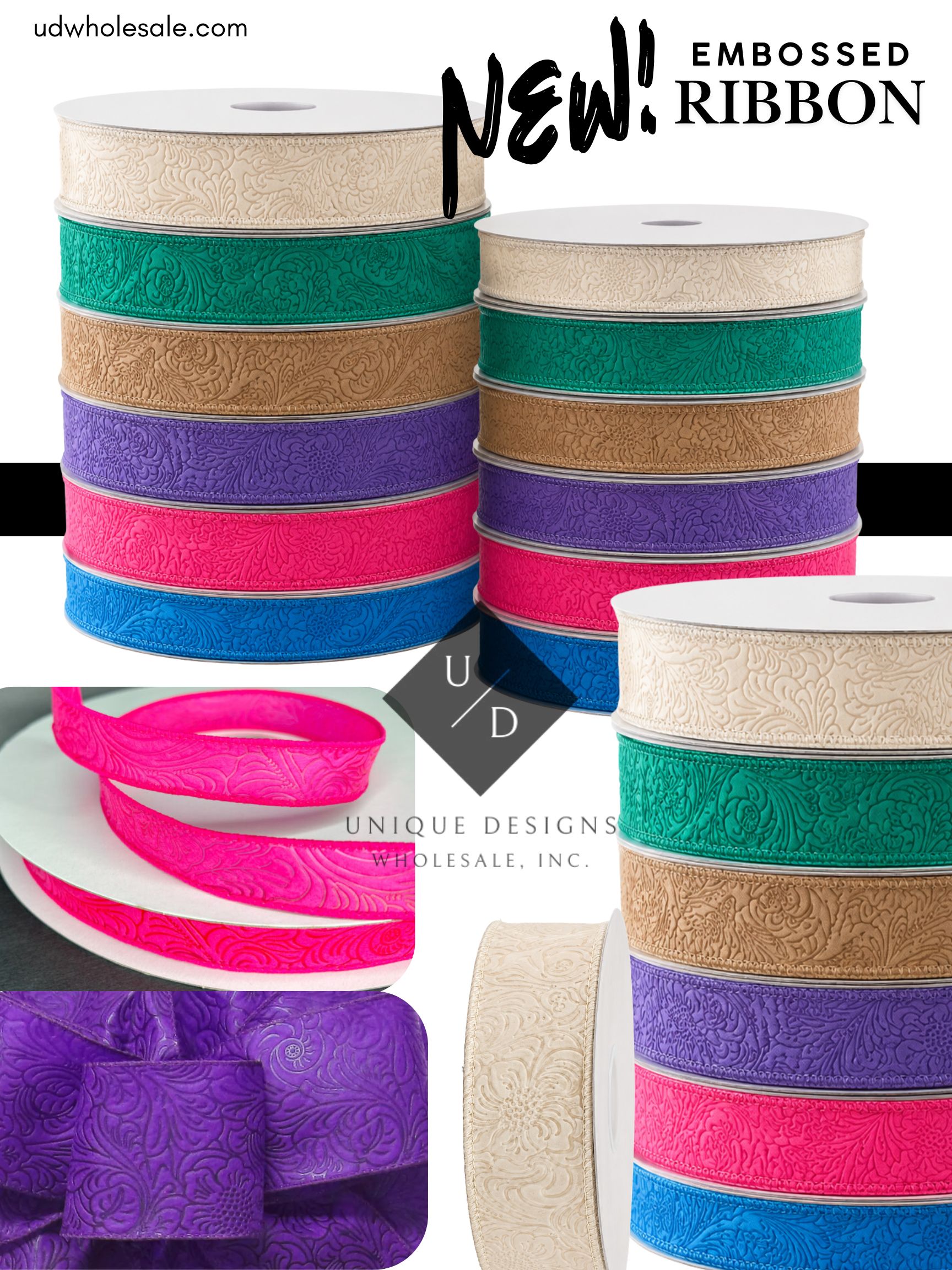 12 Rolls Embossed 50 Yard Ribbon (#9, #5)
